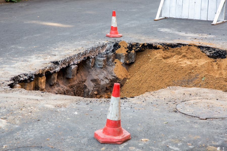 sinkhole in repair