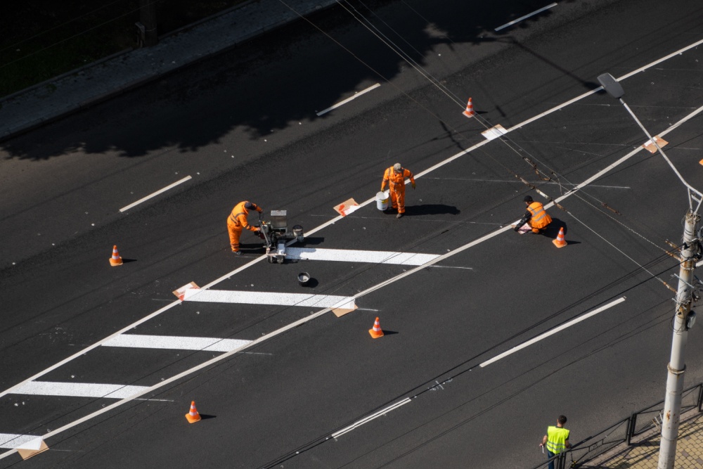 road safety officers working in a highway