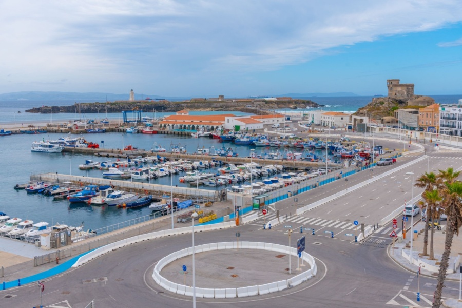 a sea port with a large road