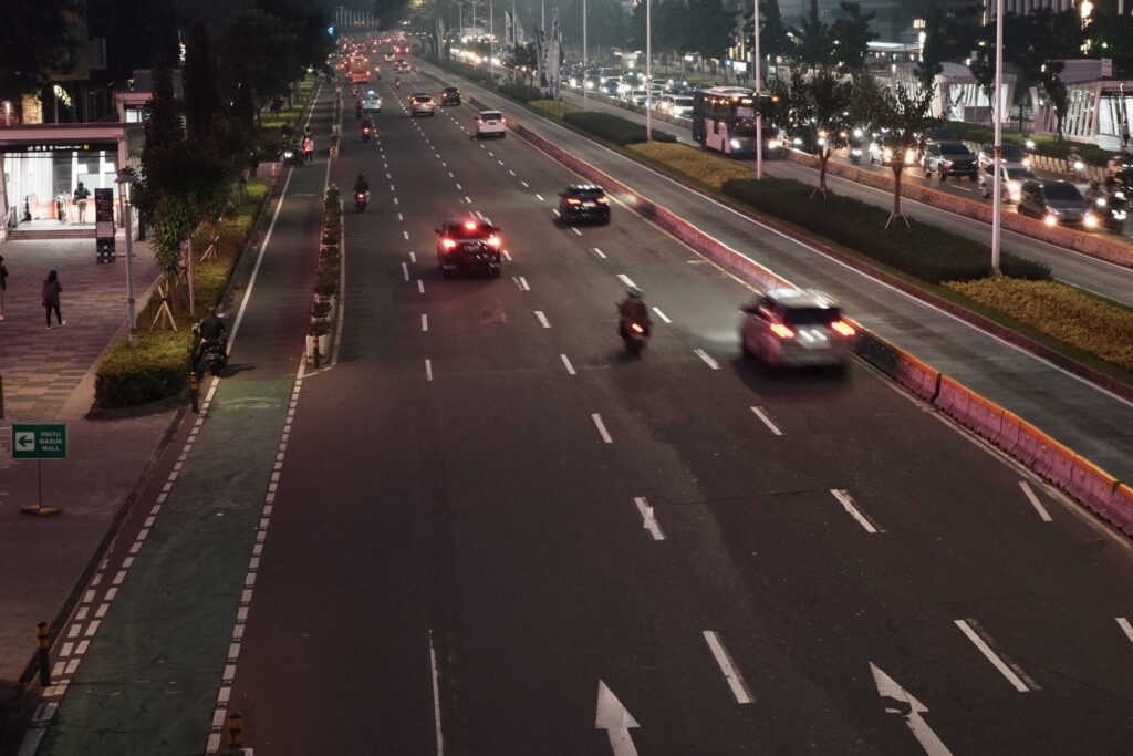 Jenderal Sudirman street in Jakarta, Indonesia 
